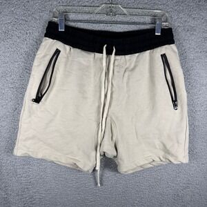 Fear of God Essentials Mens Tan Black Zipper Pocket Sweat Shorts Small FOG